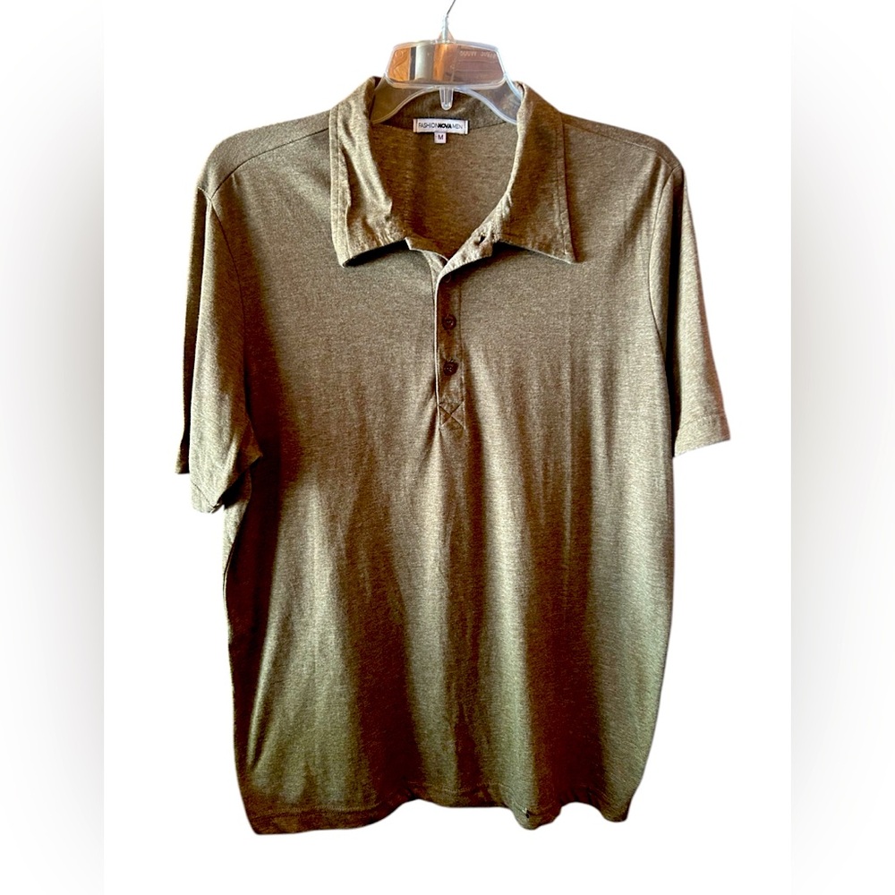 Fashion Nova Men Men's Olive Green Polo Shirt Sz Medium
